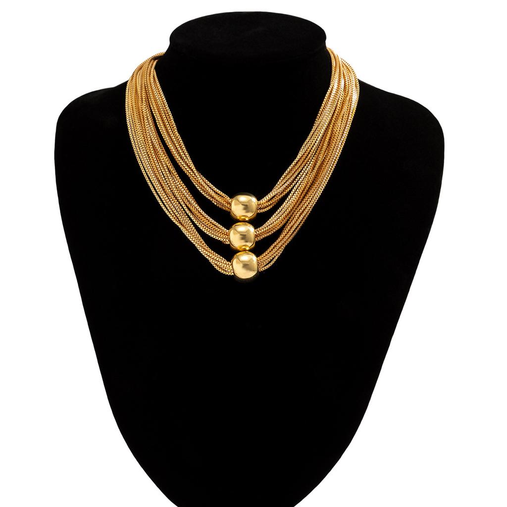 DIEZI Gothic Twisted Chunky Chain Necklace for Women Vintage Big Ball Pendant Choker Clavicle Link Chain Jewelry Steampunk