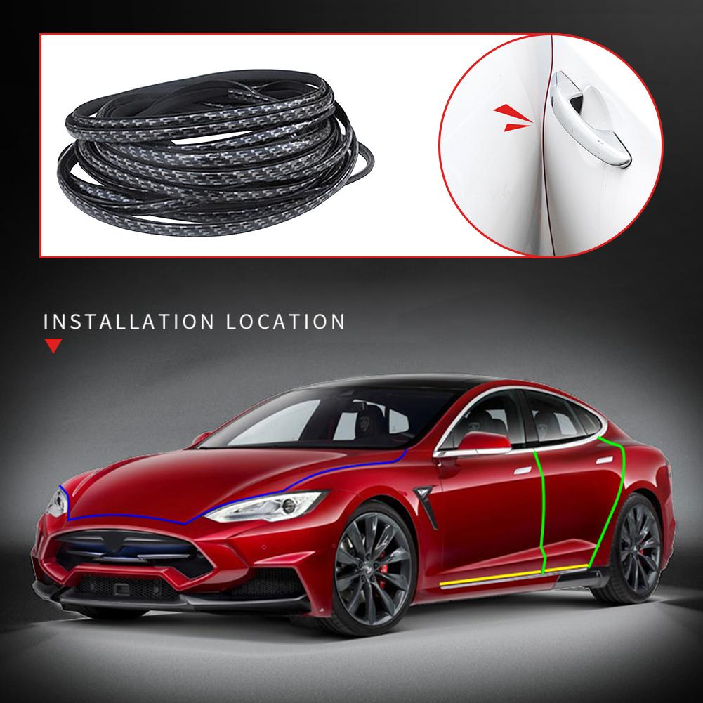 5M Carbon Fibre Car Door Anti Collision Strip Bumper Trim Edge Scratch Protector Strip Sealing Guard Styling Car Decor Sticker Interior Mirrors 6