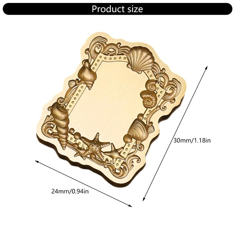 Antique Solid Brass Wax Seal Stamp Head Engraved Embossing Tool Seal Flower Frame for Handmade Letters Gift Wrapping