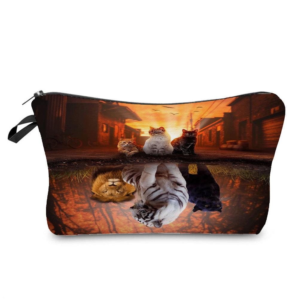 Women Cat Print Cosmetic Bag Toiletries Organize Travel Storage Case  6421