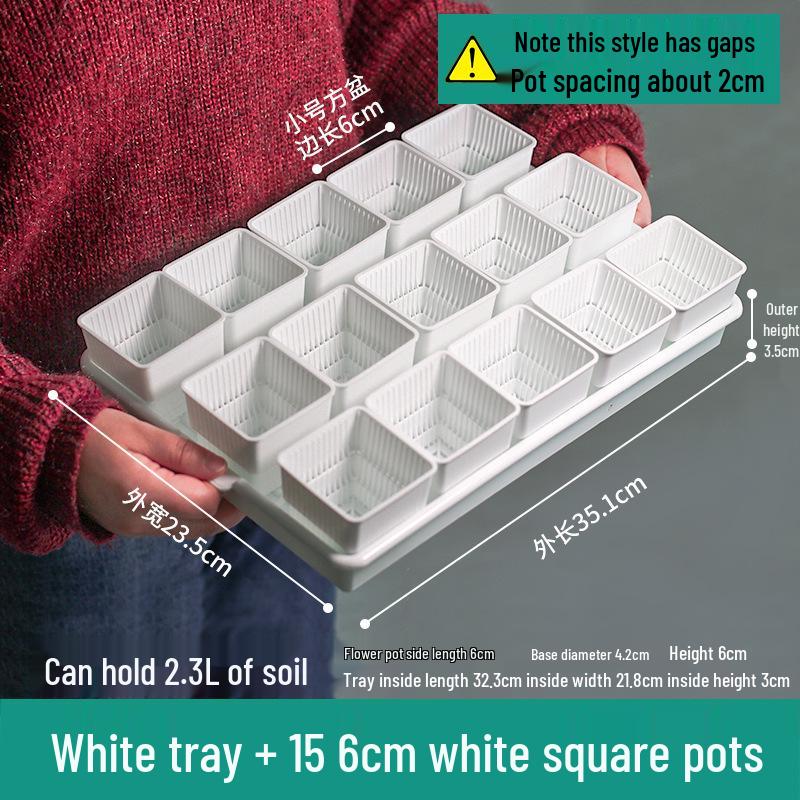 Meishi Root Control Succulent Flower Pot Set with Tray - Creative Resin Seedling Planter