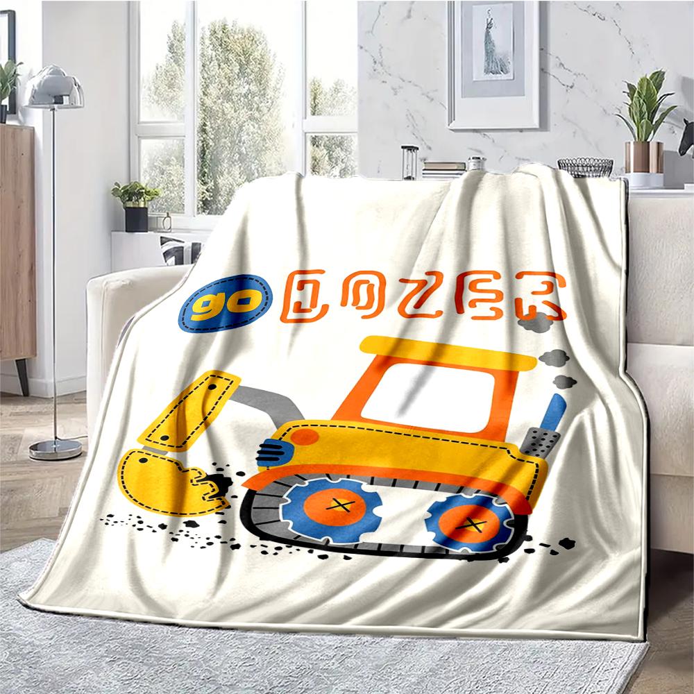excavator Theme Printed Blanket - Perfect for Couch, Bed, Travel & Outdoor Use | Machine Washable, Cozy & Durable.