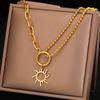 Ожерелья из нержавеющей стали Модные Изящные Нежные Солнечный Тотем Мода Микс Матч Циркониевые Цепочки Подвески Ожерелье Для Женщин Циркониевый Подарок