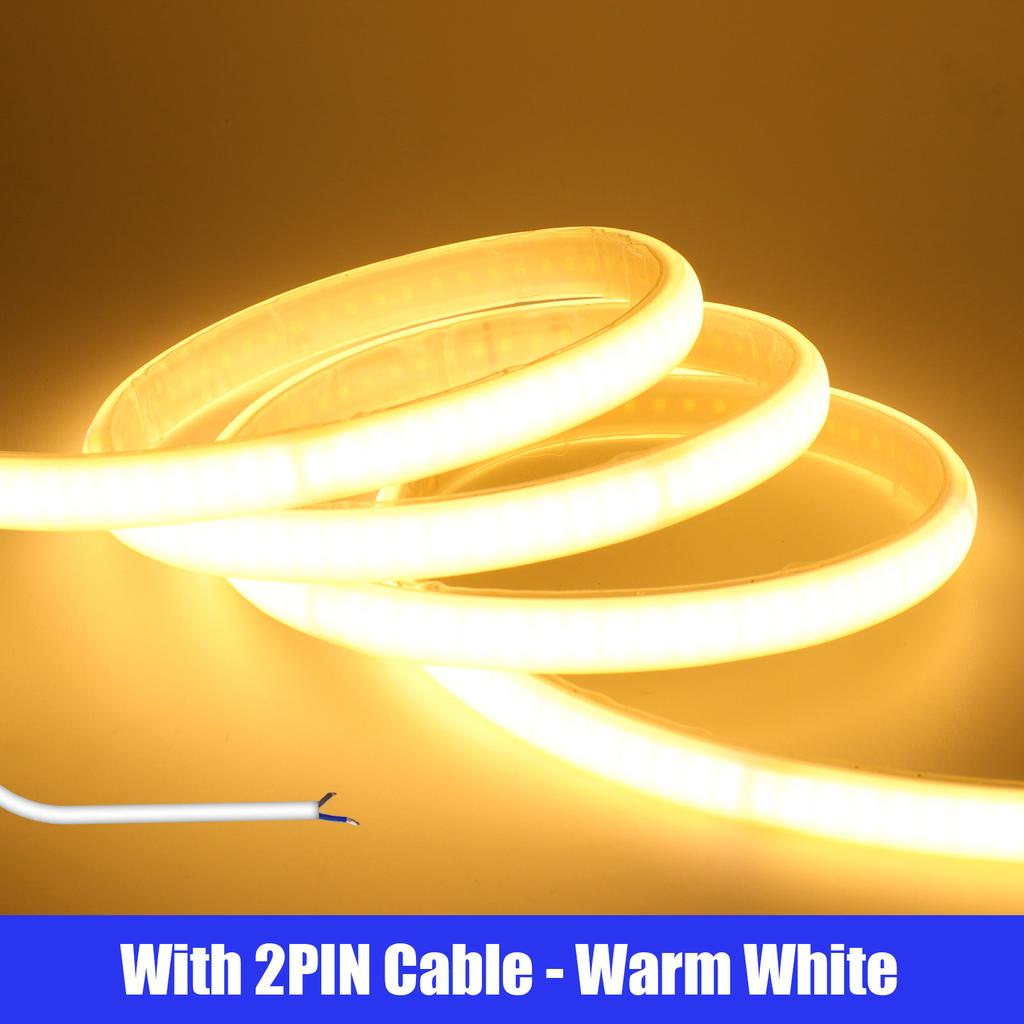 AC 220V COB Strip 3000K 4000K 6000K White IP65 Waterproof Home Decor Flexible Ribbon LED Neon Light