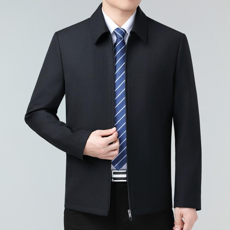 Мужская шерстяная куртка среднего возраста, осенняя новинка, повседневная куртка с лацканами для папы, для бизнеса и государственных служащих, универсальный верх