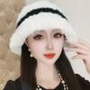 Autumn And Winter New Plush Hat Female Imitation Fur Fisherman Hat Warm Hundred Big Head Circumference Basin Hat Show Face Small Bucket Hat