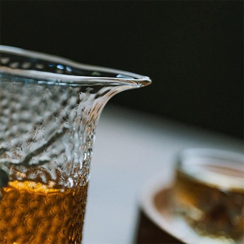 Термостойкий стеклянный чайник с ручкой и 3D чашка с цветком сливы, прозрачная посуда для напитков с узором молотка