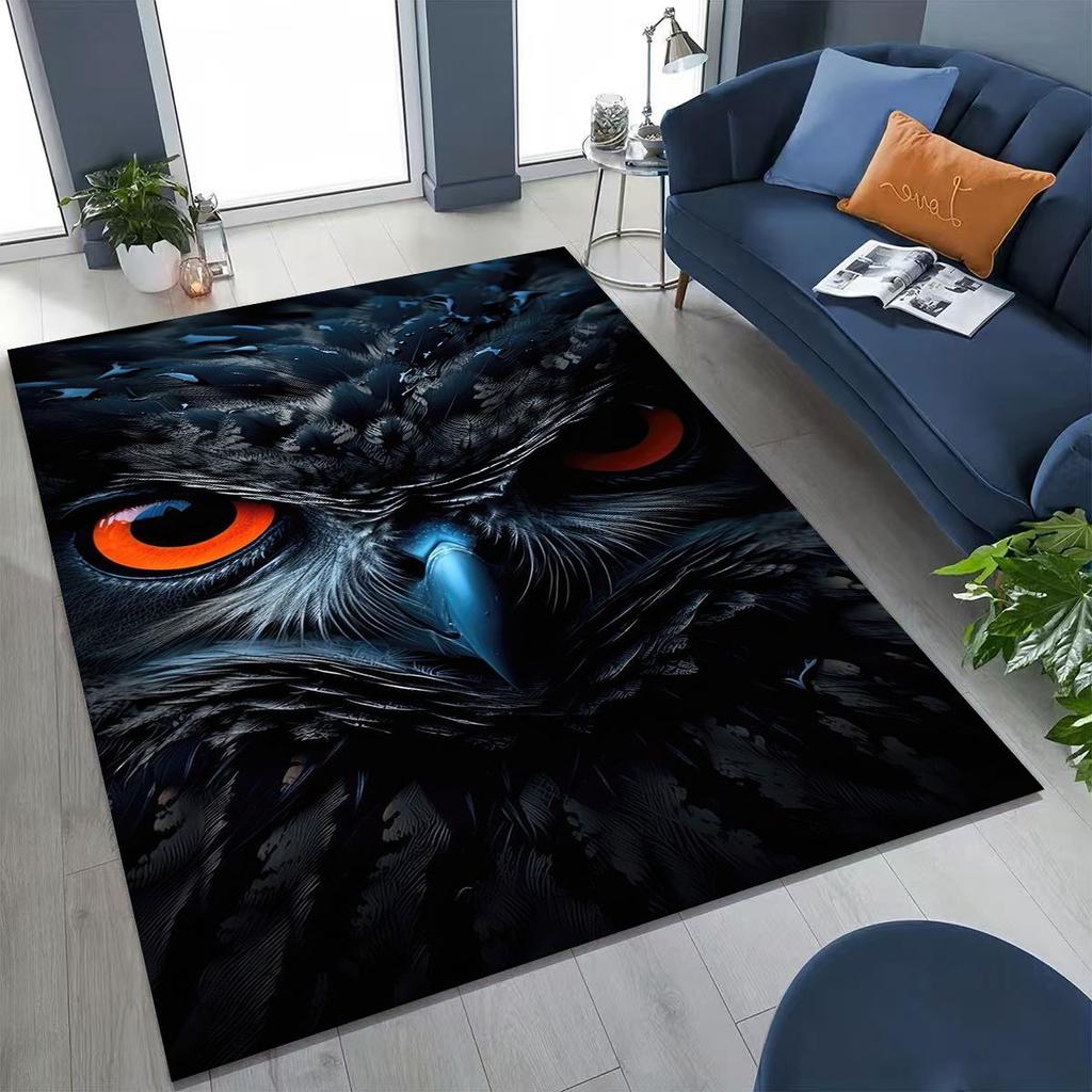 2026 New Mysterious Owl Colorful Cartoon Birds Rug for Bedroom Living Room Sofa Home Doormat Decor,Large Kid Non-slip Floor Mat