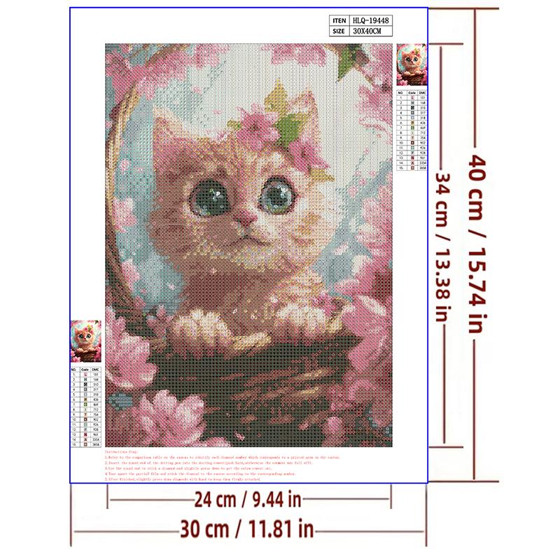 5d DIY Алмазная картина, вышитая крестом, цветочная корзина, кошка, алмазная вышивка, мозаика с животными, полный круглый дрель, домашний декор, ремесла