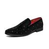 Fashion Black Rhinestone Men Loafers Gold Spiked Rivets Formal Men Casual Shoes Wedding Party Dress Shoes Men Flats Slip On Loafers