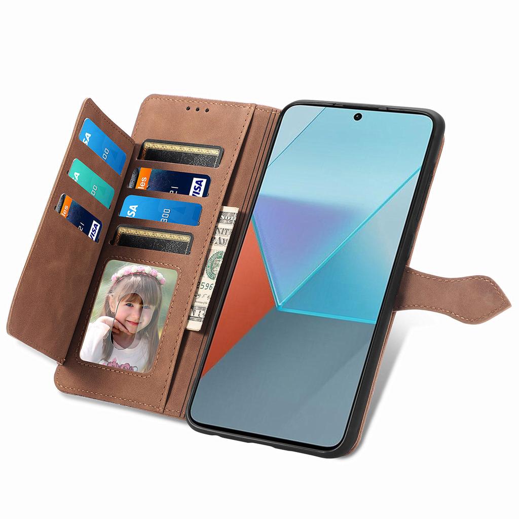 For Xiaomi Redmi Note 13 Pro 5G/Poco X6 5G Zipper Wallet Case with Strap Flower Imprint PU Leather Phone Cover