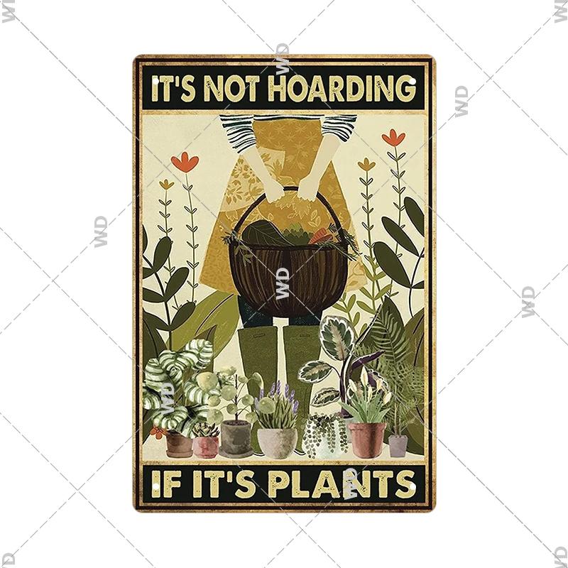 Tin Sign Garden Hoeing Aint Easy Flower Plant Sign Decor Funny Slogans Born with Plants Retro Look Metal Poster FarmhouseSign
