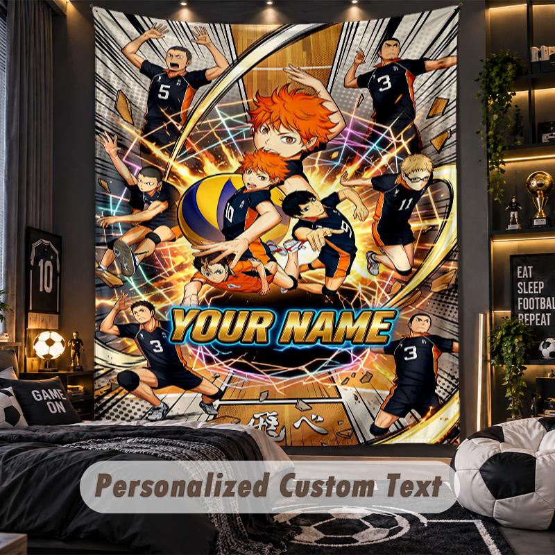 Personalized Wall Tapestry,Haikyuu Custom Printed Name, Fabric Wall Art For Indoor Room Backdrop
