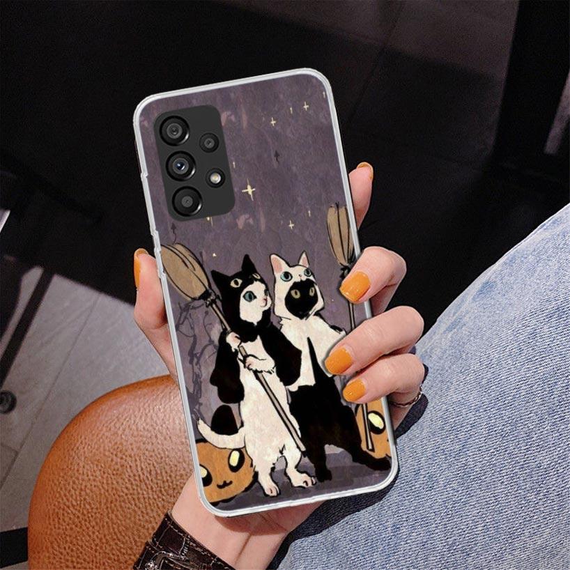 Черный Кот Мультяшный Милый Чехол Для Телефона Для Samsung Galaxy A17 A16 A15 A14 A13 A57 A56 A55 A54 A53 A37 A36 A35 A34 A33 A26 A25 A24 A23