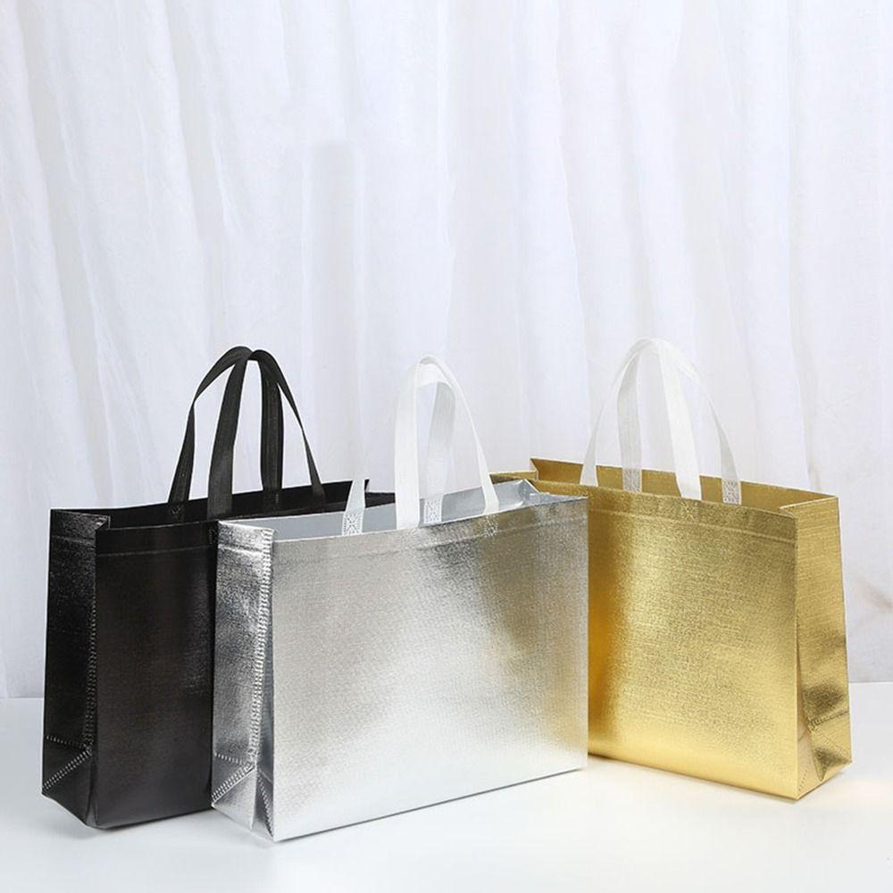 Reusable Non-woven Fabric Shopping Bag Solid Color Shopping Pouch Birthday Party