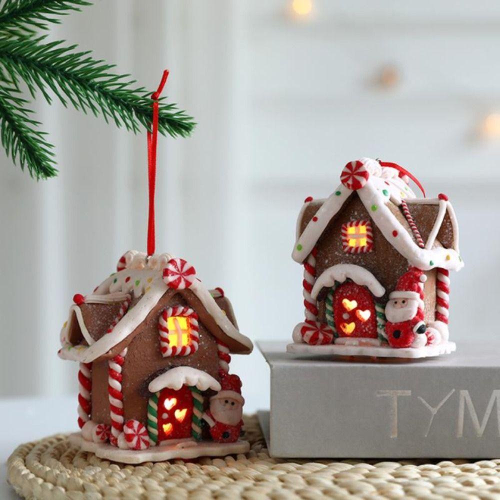Creative Small House Pendant Snowman Xmas Tree Decorantions Hanging Ornament New Year Gift