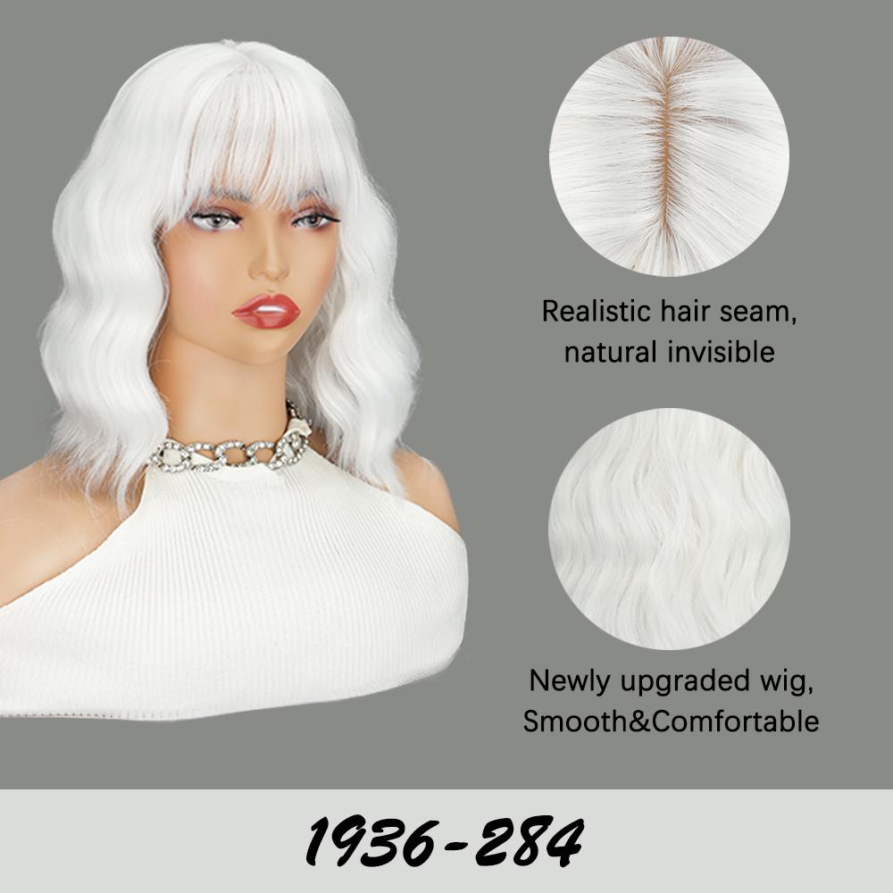 LISI HAIR Волнистый парик с челкой, короткие вьющиеся парики боб для женщин, парик длиной до плеч, парик из термостойкого синтетического волокна для женщин