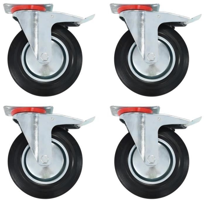 VidaXL Roulettes pivotantes avec double frein 4 pcs 200 mm