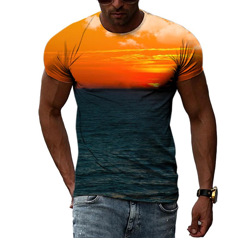 New 3D Trendyol Men Natural Landscape Graphic T Shirts Summer Fashion Hip Hop Casual Print T-shirt Personality Handsome Tee Top
