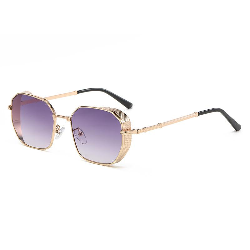 New retro polygonal metal baffle sunglasses European and American trendy men's and women's sunglasses sunglasses R