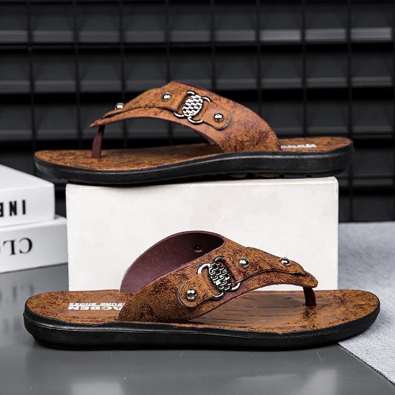 Luxury Slippers Walk Around Home Men's Summer Slippers for Men 2024 Sandals Men's Platform Flip Flops Man Male Shoes Sneakers