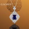 Elegant Sapphire Pendant Necklace: 925 Sterling Silver with Full Diamond Fashion Design