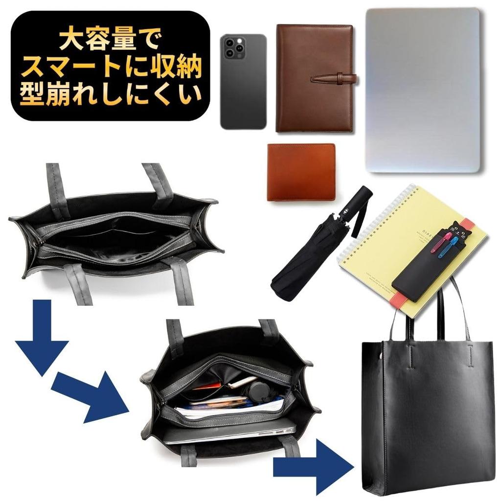 Вертикальная сумка-тоут Высококачественная ПУ Деловая Для работы и отдыха Для мужчин и на плечо Для черного [STYLIVA] Сумка, Кожа, Сумка, Использование, Умный, Стильный, Женщины, Повседневный,