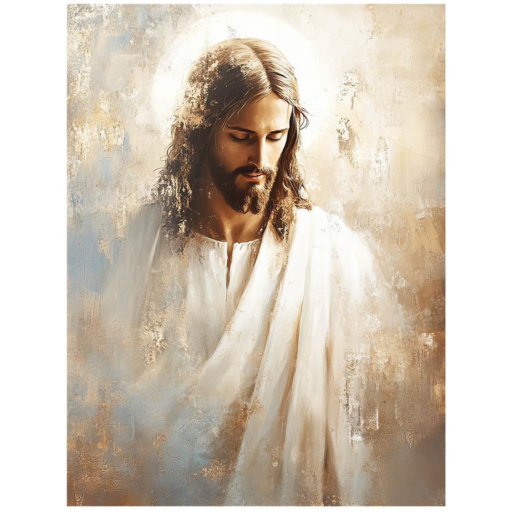 Poster Heart of Love - Portrait of Jesus Poster Heart of Love - Portrait of Jesus, 50X70 Cm, Gold Aluminum Frame, 230 Gsm Matte Paper