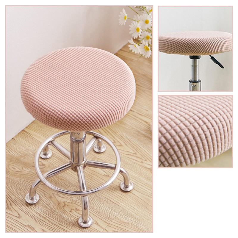 Slipcover Bar Stool Cover Round Chair Cover Anti-Dirty Solid Seat Cushion Protector Removable Stool