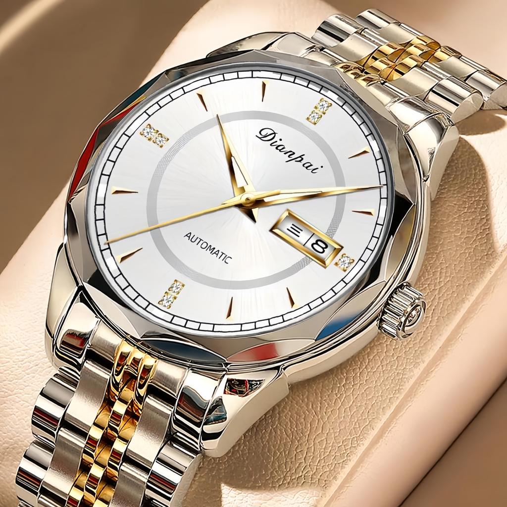 Мужские полностью автоматические механические часы, водонепроницаемые, светящиеся, с ремешком из нержавеющей стали, модные наручные часы