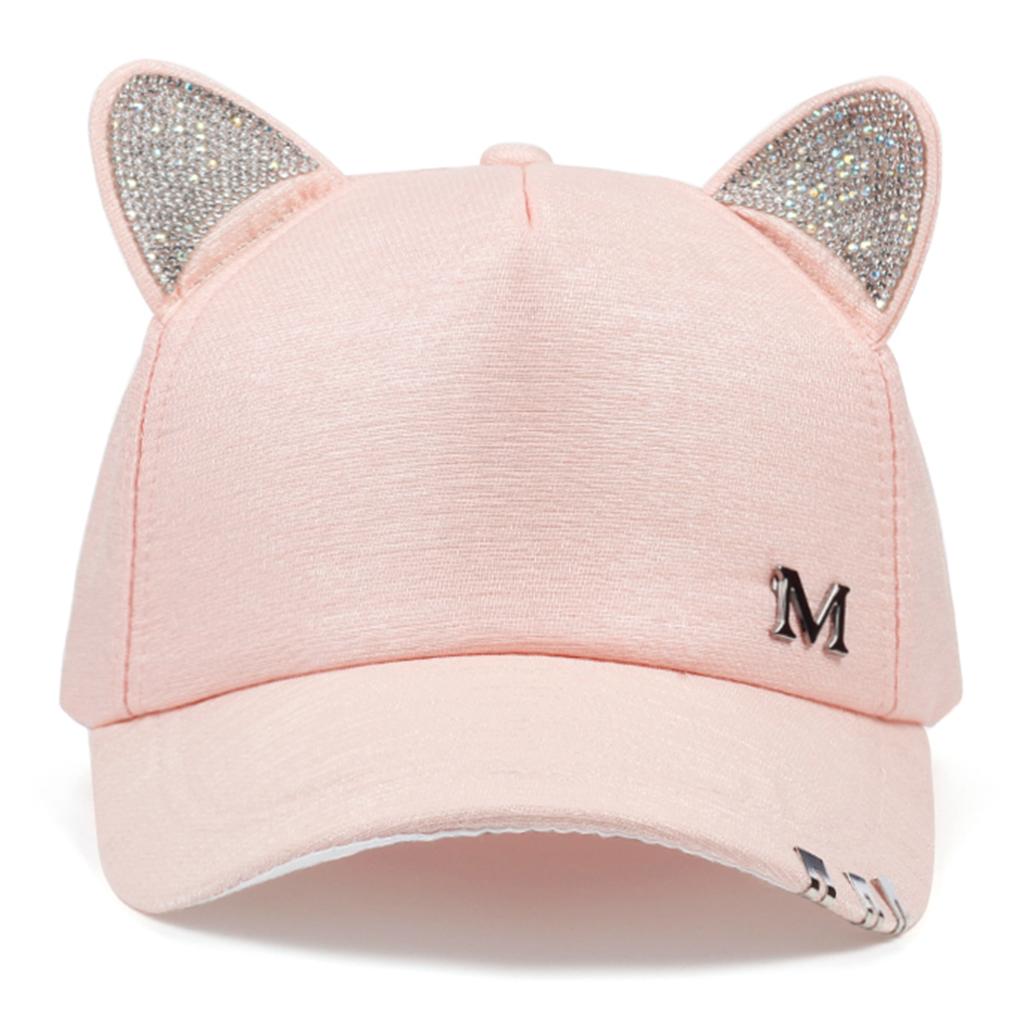 Women Cute Cat Ears M Label Baseball Caps Spring Autumn Outdoor Use Adjustable Casual Hats Sunscreen Hat For Men And