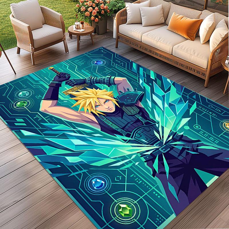 Final Fantasy Print Rug, Washable Floor Carpet, For Entryway Dorm Laundry Room Office Study, Home Decor Birthday Christmas Gift