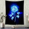 Голубая Роза Гобелен Настенный Цветочный Искусства Богемный Хиппи Простая Эстетическая Комната Спальня Домашний Декор Фон Ткань