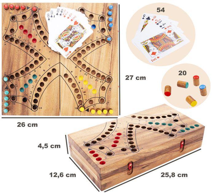 Wooden Tock Game - 4 Players - Eco-Friendly - Traditional Canadian Board Game - Board Game - 2 To 4 Players - 350261