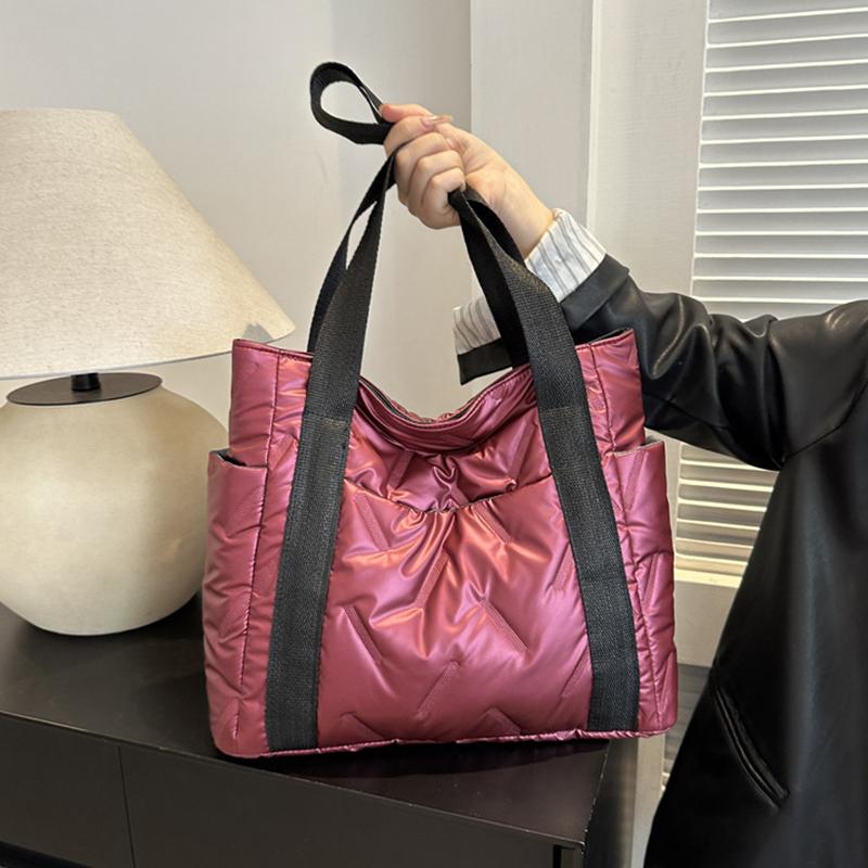 Повседневная большая сумка для женщин, космическая хлопковая сумка на плечо, большая вместительная женская пышная сумка, стеганая рабочая сумка для покупок