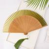 Элегантный резной складной веер из бамбука, классический складной веер с кисточками, винтажный ручной веер для свадьбы