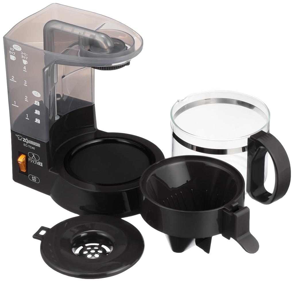 Zojirushi Coffee Maker 4 Cups Glass Container Fixed Water Tank Paper Filter Coffee Brown 0.54L EC-TC40-TA