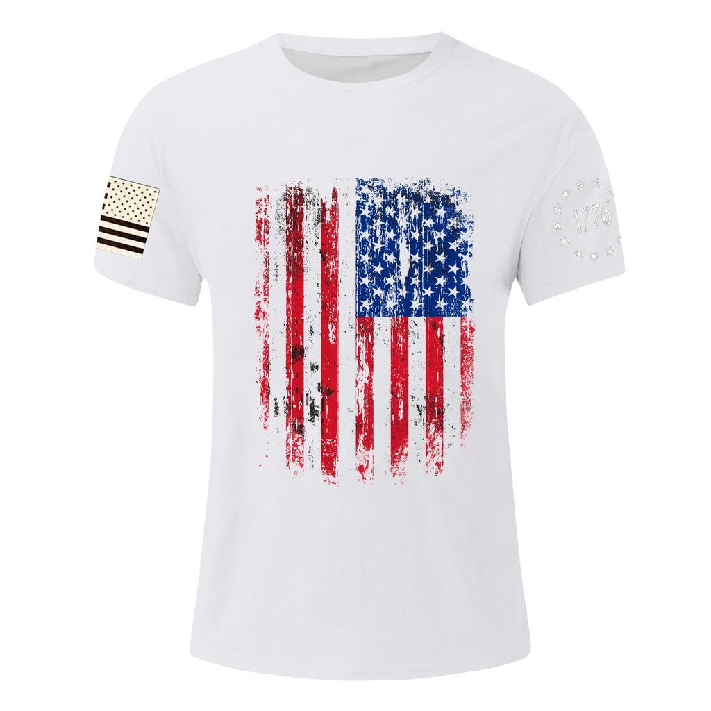 Мужская футболка с принтом ко Дню независимости, мужской свободный повседневный топ с короткими рукавами