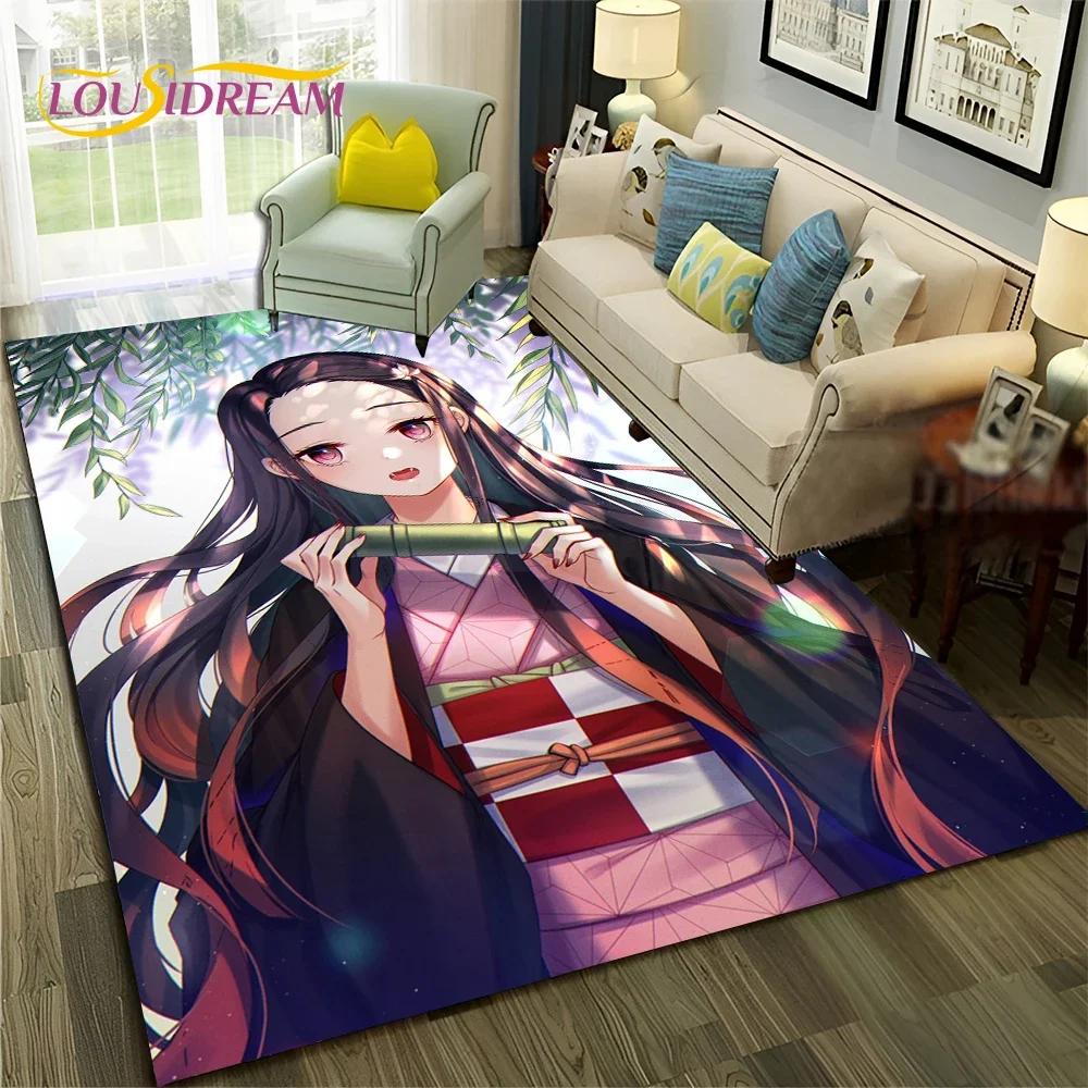 Ковер Kamado Nezuko Demon S-Slayer в стиле аниме для спальни, гостиной, домашнего дивана, украшения, детский игровой большой декоративный напольный коврик