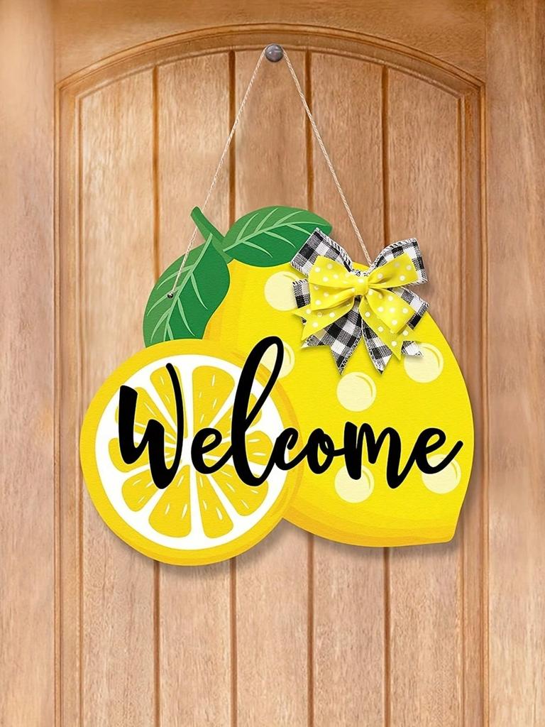 1pc Lemon Wreath Wood Board Decoration Pendant for Home Decoration In Summer