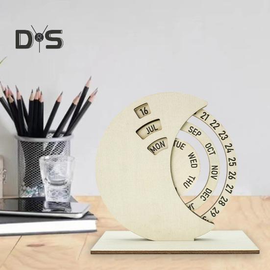 Деревянный вращающийся круглый вечный календарь ручной вращающийся дисковый календарь декор стола для домашнего офиса школы