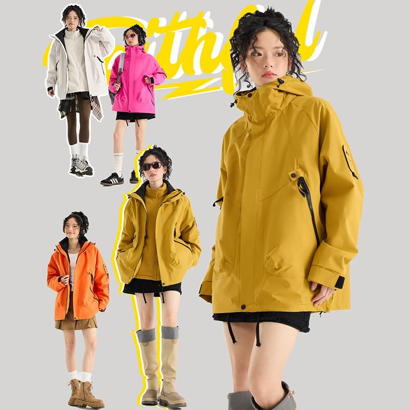 Men Women 3-in-1 Waterproof Hiking Jacket With Removable Fleece Liner Mountain Style Outdoor Windproof Coat