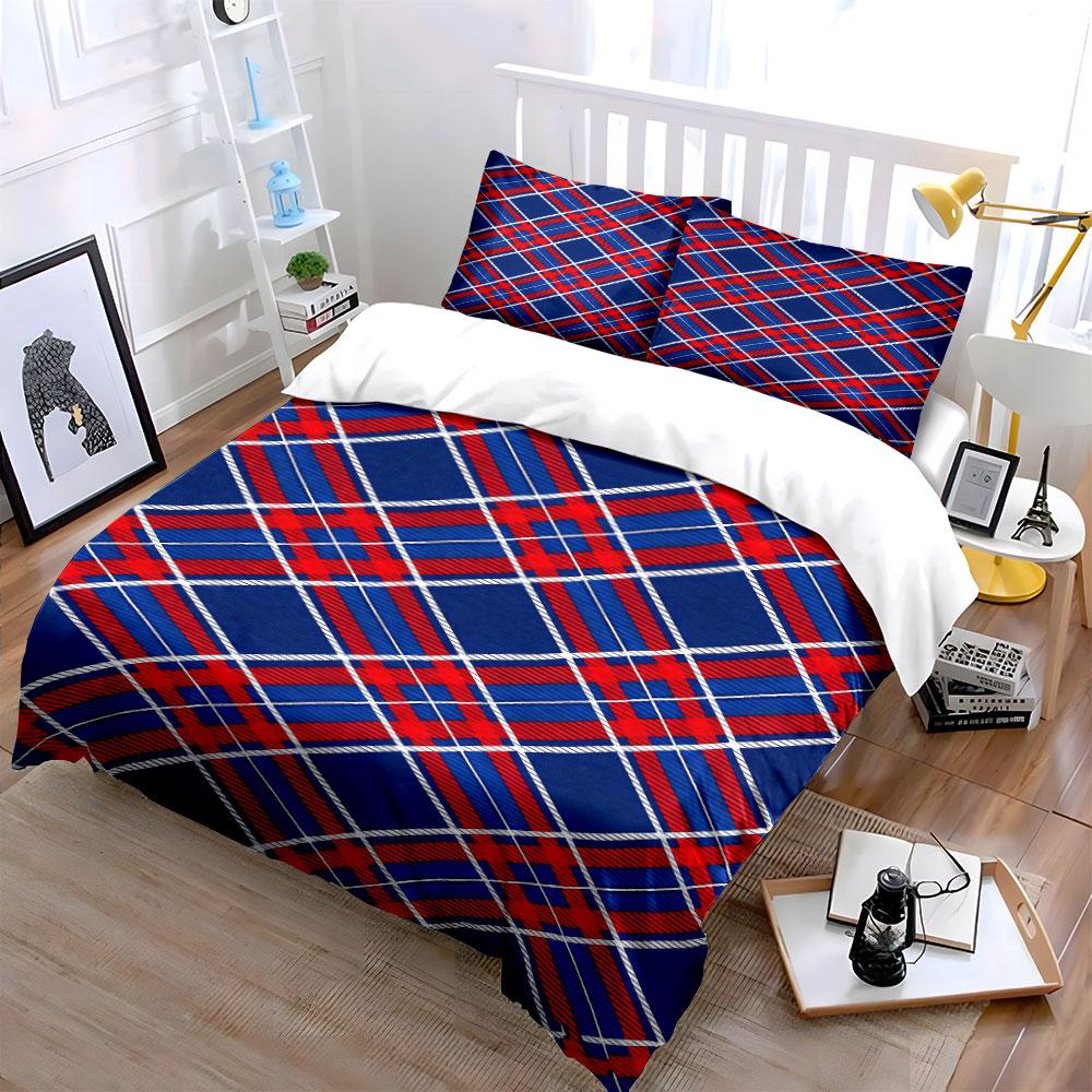 Red and blue plaid. Bedding sets Duvet cover sets Duvet covers Pillowcases(1 * Duvet Cover 2 * Pillowcases without duvet insert)