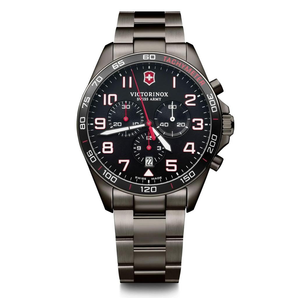 Victorinox FIELDFORCE SPORT CHRONO Men's Watch, Black PVD Stainless Steel Case (316L), Black Dial, Black PVD Stainless Steel Bracelet, 241890,