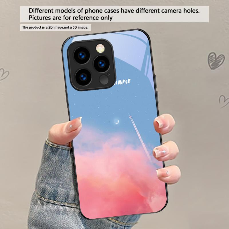 Темно-синяя морская вода Для iPhone 17 Air 16 E 15 Plus 14 Pro Max 13 12 mini 11 5 6 7 8 Plus XR XS Max SE Черный стеклянный чехол для телефона