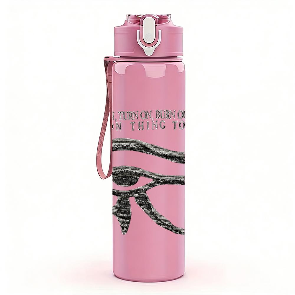 1PC Eye of horus egyptian symbol print 750ml colorful plastic sports water bottle leakproof pop up lid with straw for outdoor work home use