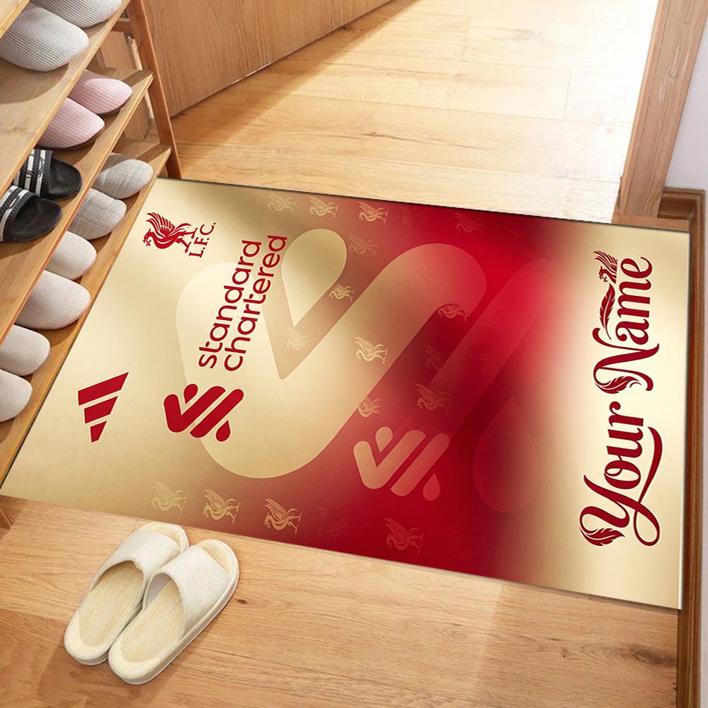 Liverpool Fc Personalized Name Area Rug Suitable For Kitchen Hallway Entryway Dining Room Antislip Rug Anime Office Decor