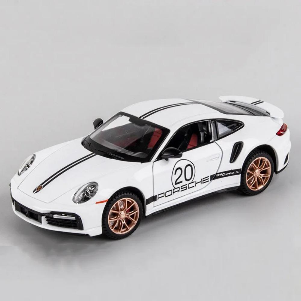 1/24 911 Turbo S Игрушечная модель легкосплавного автомобиля со звуком и светом, функция инерционного движения, имитация модели транспортного средства, коллекция, подарок для друга