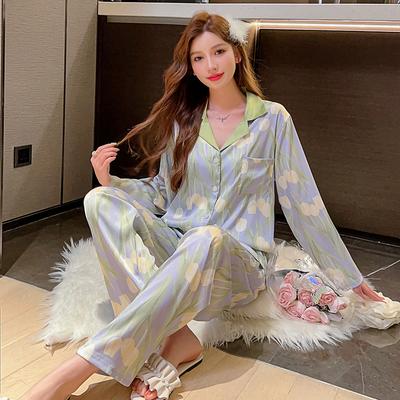 Свежая литературная женская пижама с принтом тюльпанов, элегантная французская пижама из твила с узором «елочка», новая ночная рубашка для женщин 2000 года