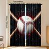 2pcs Baseball Bat Print Window Curtains - Black & Red Sports theme Window Drapes with Rod Pocket for Bedroom   Living Room   Offic